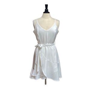 She+Sky White Faux Wrap Spaghetti Strap Dress Size Large NEW